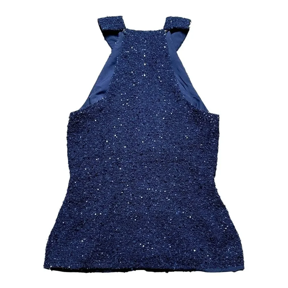 Nina Ricci Blue Sequin Peplum Blouse - Picture 4 of 7